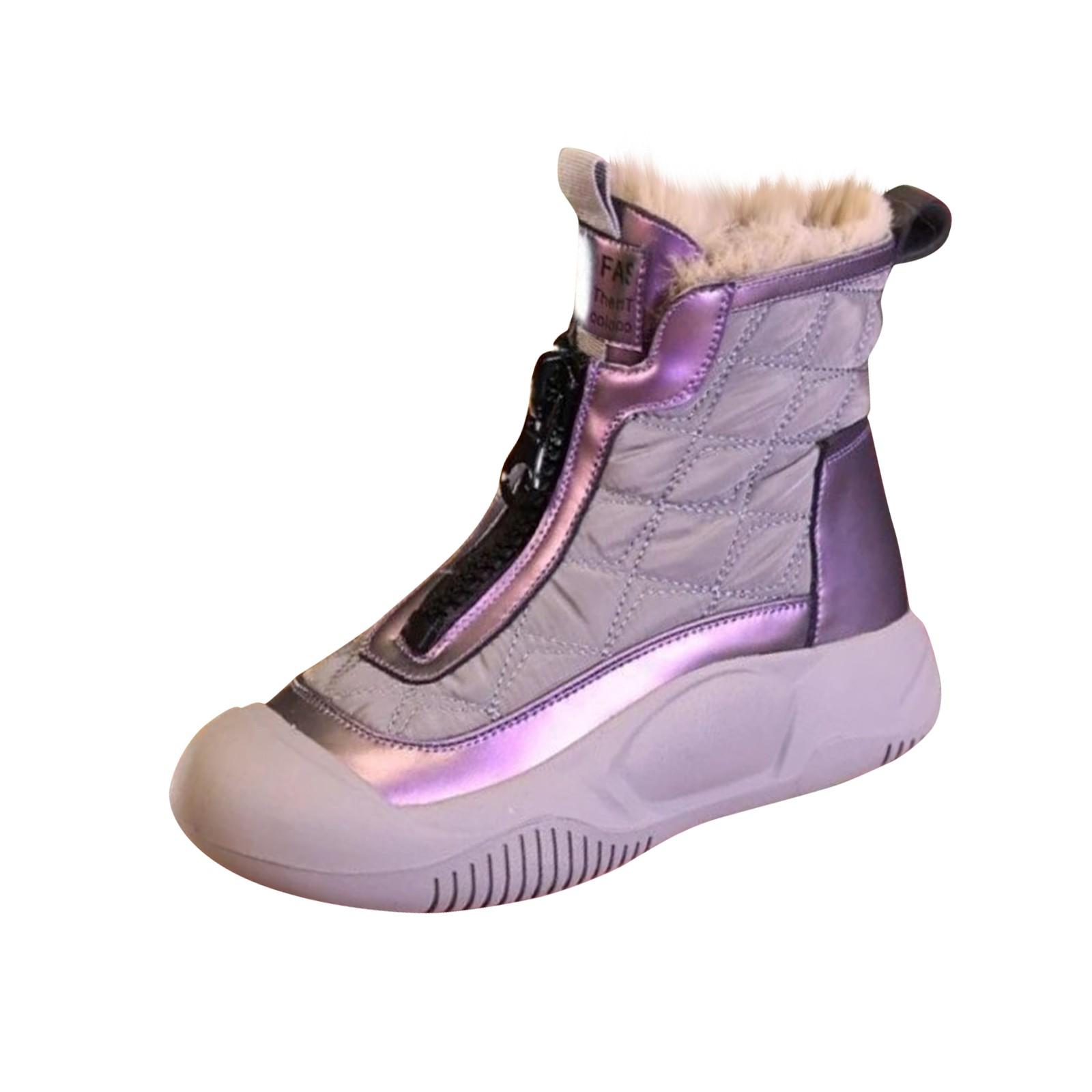Warme, verdickte Plüsch-Wanderschuhe für Damen, Winterschuhe, rutschfeste Baumwollschuhe 40 violett