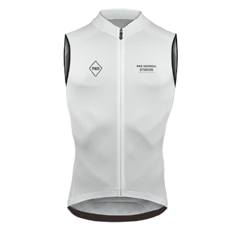 PAS Herren Winddichte Fleeceweste zum Radfahren - Warme Herbst-/Winterjacke für Rennrad und Mountainbike L white