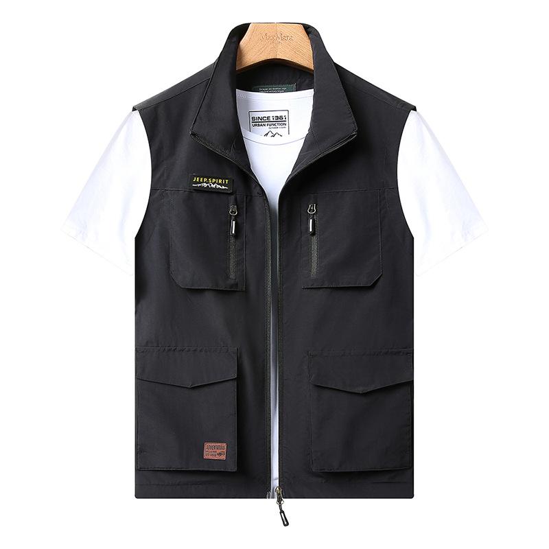 Herren Weste Frühling Sommer Dünne Outdoor Multi Pocket Arbeitsweste Schnell trocknende Weste Herren Angelweste XL schwarz