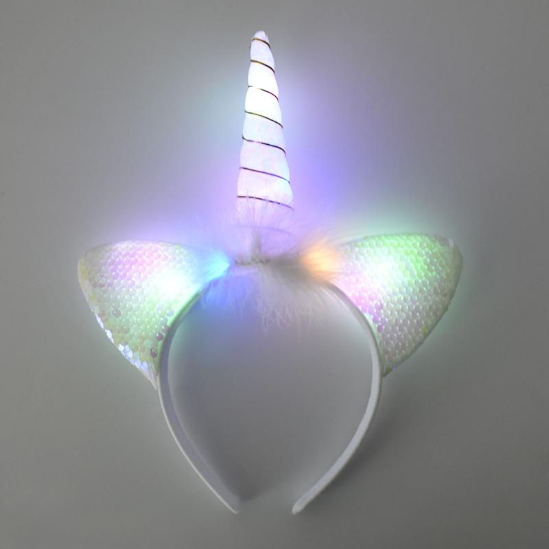 LED Licht Einhorn Stirnband Kinder Mädchen Geburtstag Cartoon Kopfschmuck Haarschmuck Regenbogen Einhorn Themenparty Dekoration Zubehör