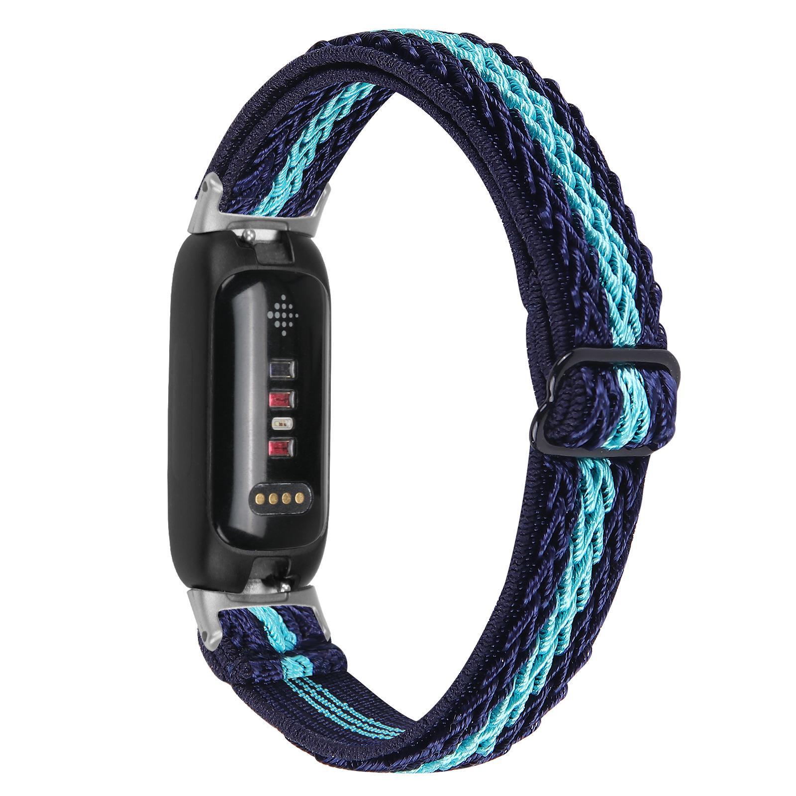 Fitbit Inspire 3 – verstellbares elastisches Armband mit Fischgrätenmuster und einer Schlaufe inspire3-black head nachtblau/minze, grüne