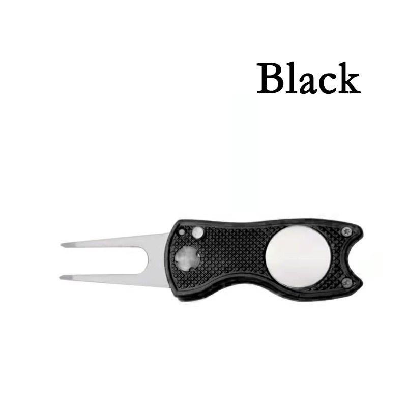 Edelstahl Golf Reparatur Werkzeug Switchblade Faltbare Golf Pitchfork Putting Green Gabel Golf Training Aids Pitch Legierung Werkzeug schwarz