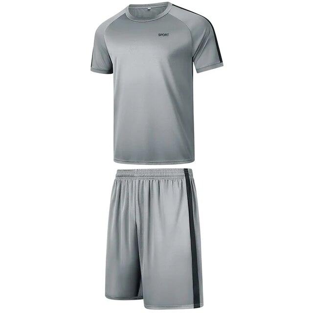 Sommer-Sportbekleidungsset für Herren, Sport-T-Shirt und Shorts-Set, lässige Sport-Kurzarm-Shorts, Anzug, Volleyball-Badminton-Kleidung S