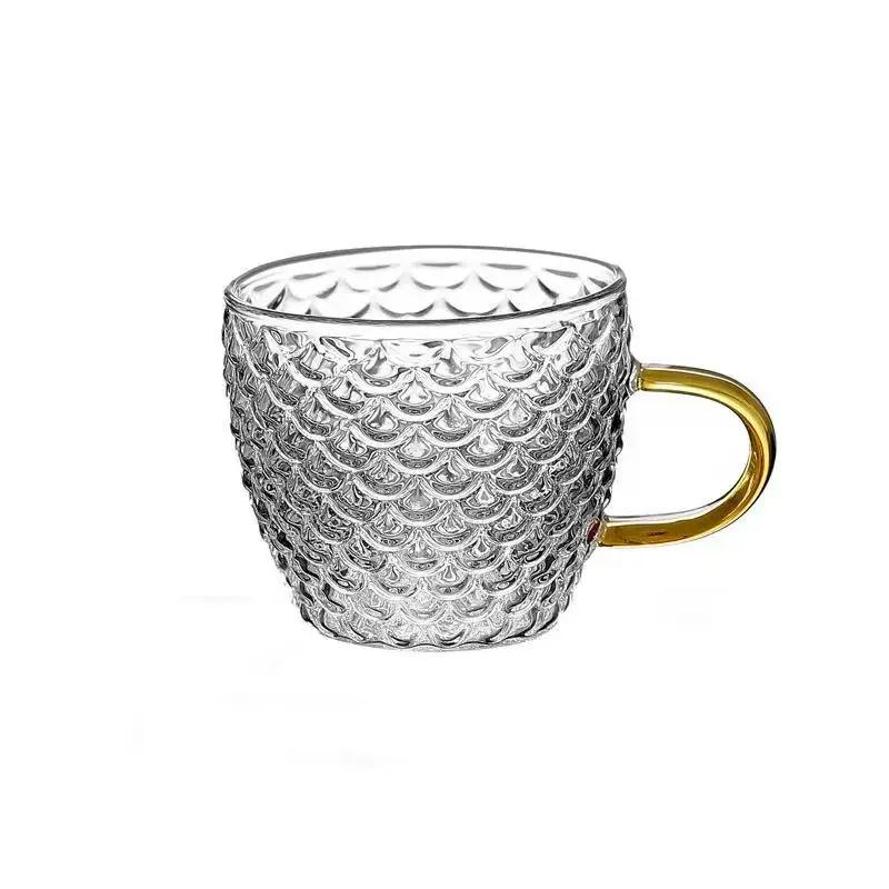 Tassen Kleine Tassen Haus Glas Teegeschirr Kaffeetassen-Set Tee-Wasser-Tasse Untertasse Steak Saftbehälter Tischdekoration Teetasse Glas Tee gray