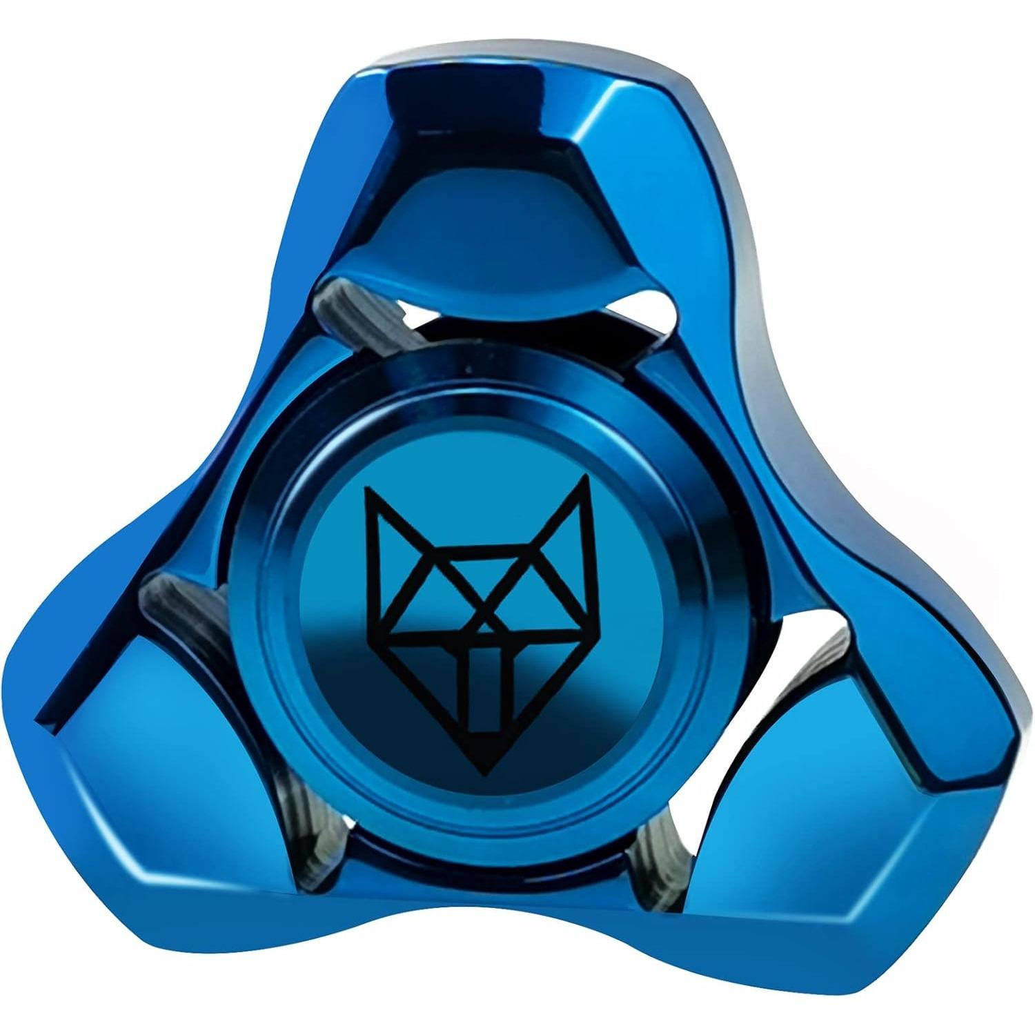 Metall-Fidget-Spinner für Erwachsene, Schweres Drehspielzeug aus Edelstahl, Kleiner Mini-Fuchs-Handkreisel, Lager Premium Long High Spin Fidget Block, Silber 4*4*1cm blau