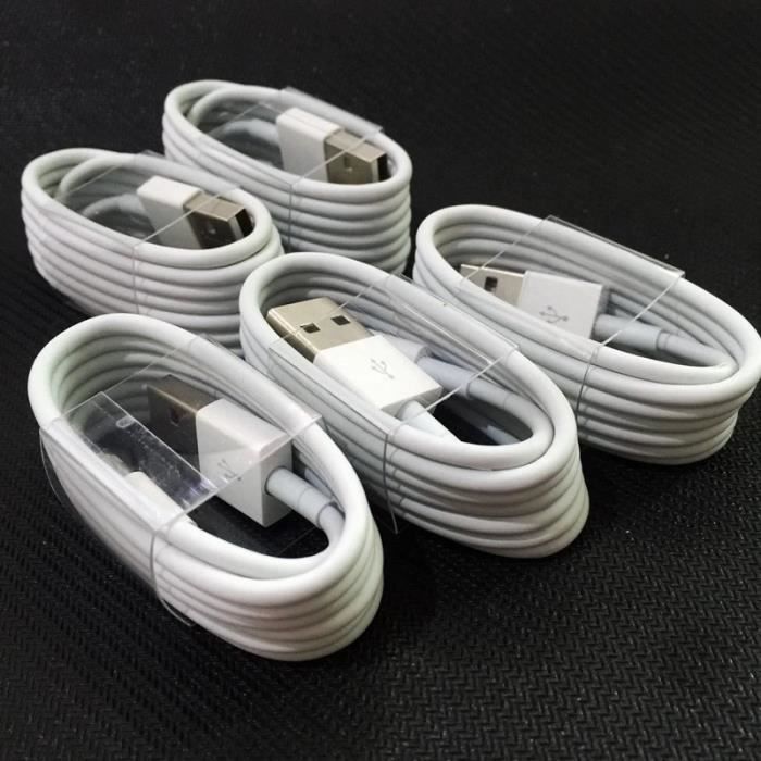 WEISS-1m -5 Stück-Set USB-Kabel für Apple Telefon Laden für iPhone Kabel 12 11 Pro XS MAX X XR 8 7 6 6S Plus Ladekabel
