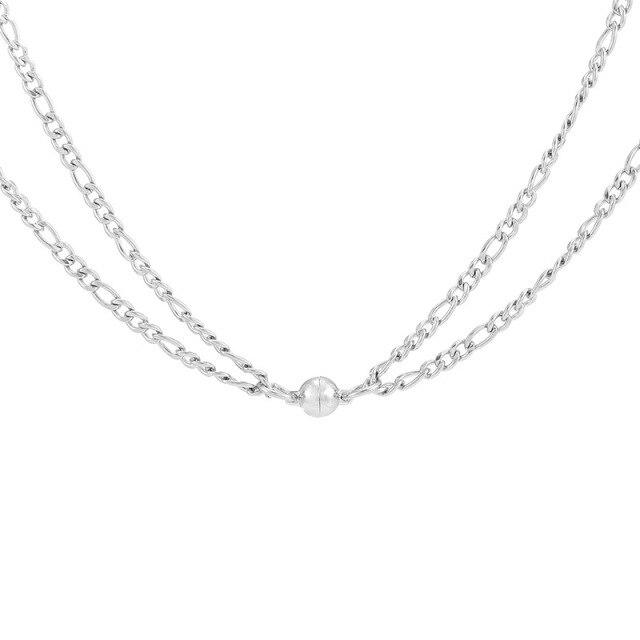 Magnetische Partnerkette Liebhaber Herzanhänger Distanz Facettierter Anhänger Statement-Kette Frauen Valentinstag Geschenk 1 Paar white