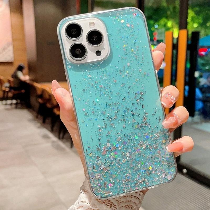 Glitzer-Folienpulver-Hülle Für iPhone 16 Pro Max 15 14 13 Pro 12 11 Air Bling Hülle Für iPhone 17 Pro Max SE 2020 8 7 Plus Weiche TPU Klare Abdeckung iPhone SE 2020 blau