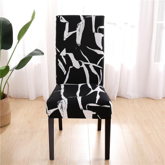 Stuhlhussen mit Spandex-Druck, modern, abnehmbar, schmutzabweisend, Sitzbezug für die Küche, Stretch-Stuhlhussen für Bankett-Esszimmer 1piece white