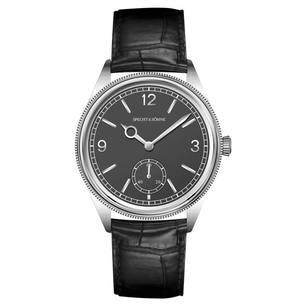 Neue Mode Specht & Söhne 1908 Herren Mechanische Uhren Saphirglas Lachsfarben Edelstahl Uhr für Herren Wasserdicht schwarz