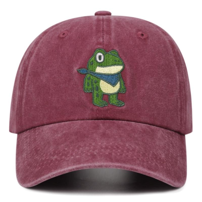 Cartoon-Frosch Widersteht Baumwollkappe Unisex-Stil Vintage Alter Mann Hut Druck Vintage Old School Gestickt Weiche Kappe Baseballkappe Lässige Papa-Mütze 54-61CM