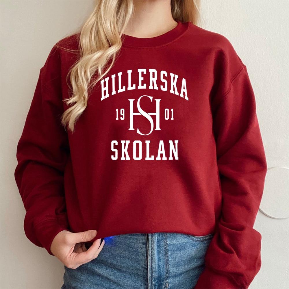 Young Royals Hillerska School Logo Sweatshirt Simon und Wilhelm Pullover Tv Show Young Royals Crewneck Sweatshirts Fans Merch 2XL bordeaux