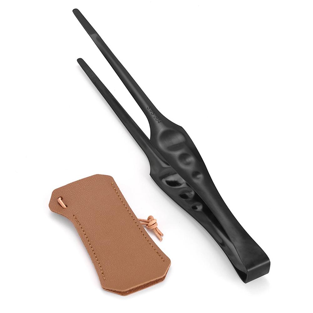 Kochen im Freien Clip Edelstahl Lebensmittel Zange Grill Steak Klemme Reisen Picknick Camping schwarz