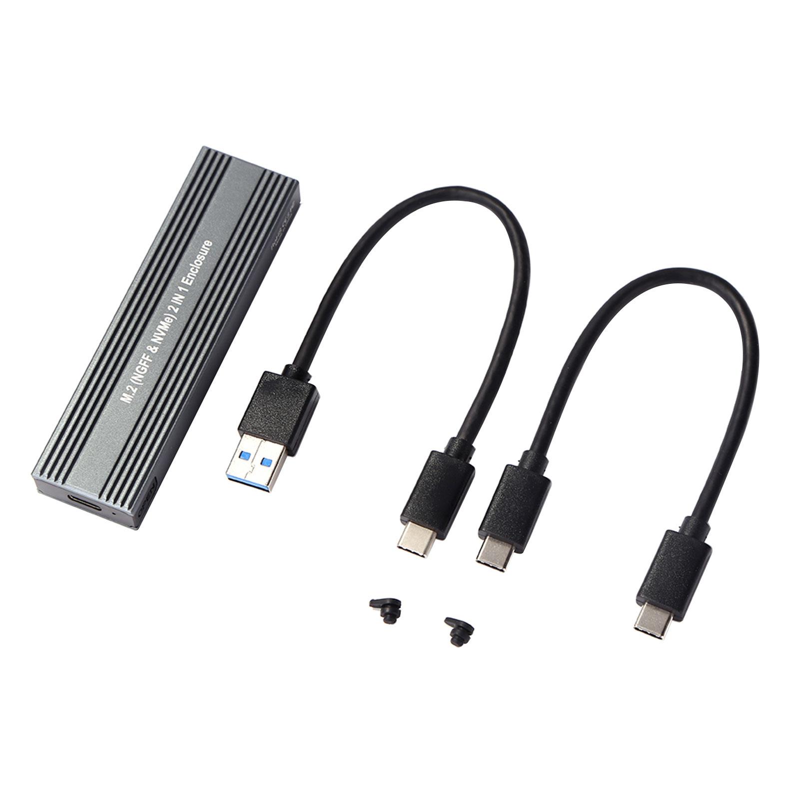 M2 SSD-Gehäuse NVME-Gehäuse M.2 auf USB Typ C 3.1 SSD-Adapter für Dual Protocol NVME PCIE NGFF SATA schwarz