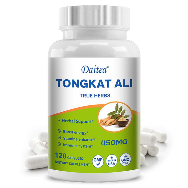 Tongkat Ali 450 mg Nahrungsergänzungsmittel, 120 Kapseln mit Kräuterextrakten pro Flasche 120 Capsules
