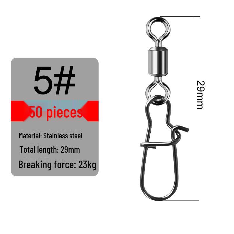 TWM verstärkter Köderverbinder aus Edelstahl 304 – Schneller, achtförmiger Ringverschluss für Angelausrüstung. 5#; 50 pieces