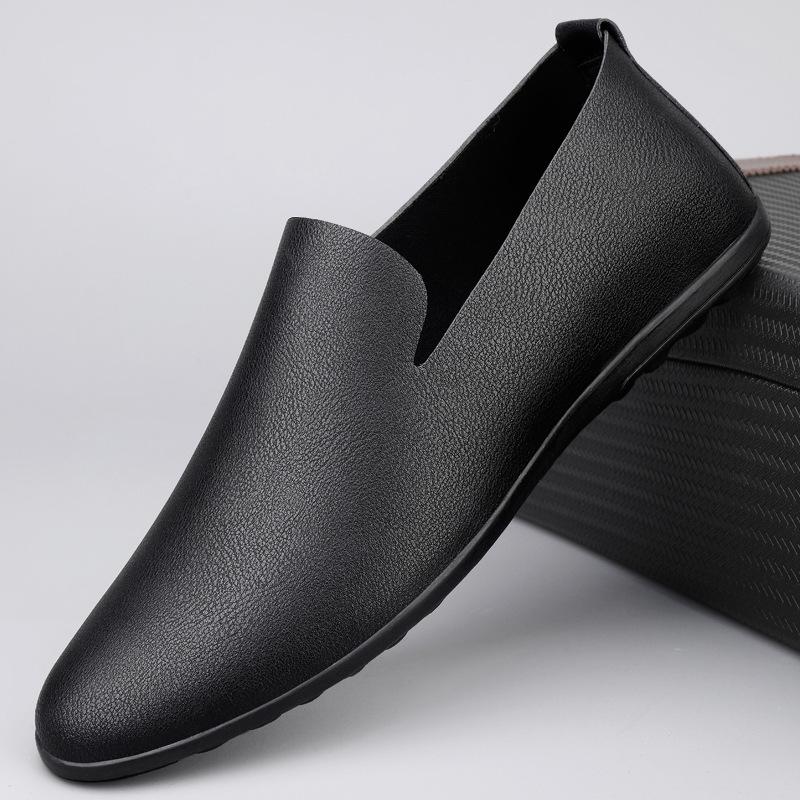 Herrenschuhe aus weichem Leder Klassische Slipper Hochwertiges Rindsleder Freizeitschuh Slipper Fahrschuhe Mokassins Große Größe 46 Herrenschuhe 44 schwarz