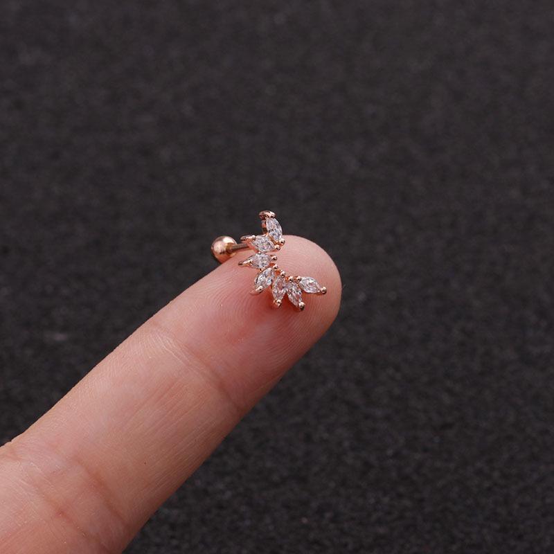 1 Stücke Gold Silber Rose Gold Farbe Blatt Zirkon Knorpel Stud Helix Piercing Tragus Stud Conch Ohrring 1 rose gold