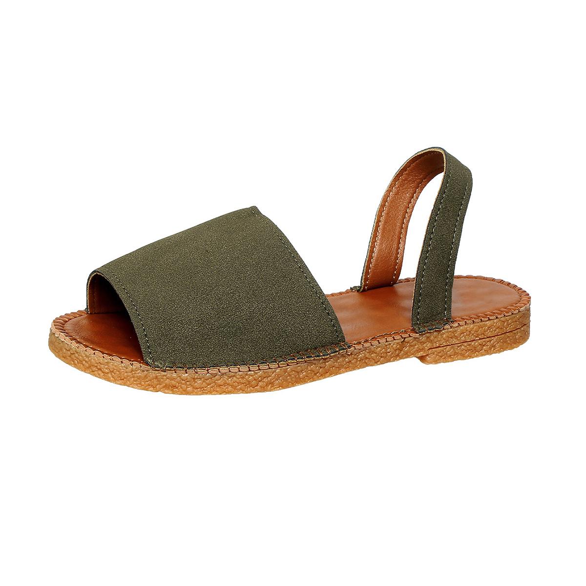 Mode Bequeme Mode Strand Damen Sandalen Damen Flach Neu 2025 Damen Luxus Sommer Niedrige Schuhe Ohne Absätze Weibliche Freizeit-Sandalen 37 grün