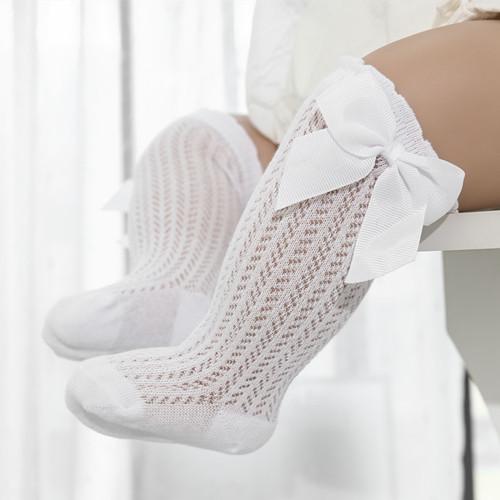 Baby Mädchen Socken Kleinkind Baby Schleife Baumwolle Sommer Netz Dünn Baby Kniestrümpfe Neugeborenes Säugling Spitze Lange Baby Jungen Socken 0-24 Monate S 0to12month