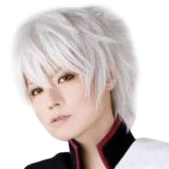 Kurze Perücke für Herren, Cosplay, Party, Kostüm, volle Perücke, gerade Perücken, Geschenk weiß