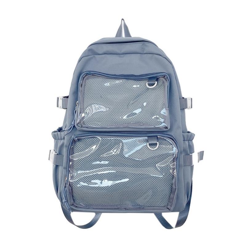 Itabag Rucksack Schöner Rucksack Schüler Schultasche Japanischer Stil Rucksack Große Kapazität Rucksack für Pin-Ausstellung blau
