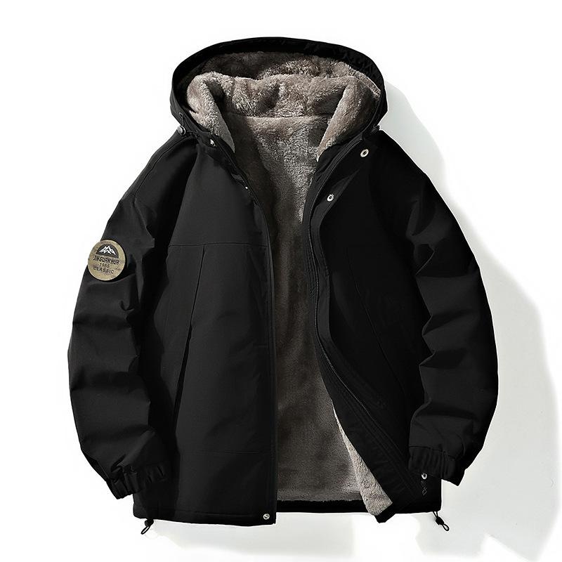 Baumwolljacke Herrenmantel Arbeitskleidung Kapuze Herbst und Winter mit dickem Samtclip 8XL schwarz