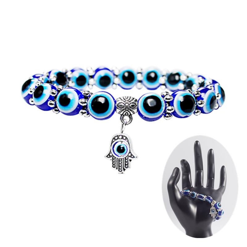 Retro Lucky Handstring Blaue Augen Fatima Hand Modeschmuck Perlen Armband