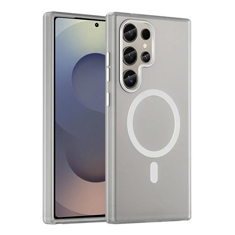 Für Magsafe Matte Candy Durchscheinende Handyhülle Für Samsung Galaxy S25 S24 Ultra S23 Plus FE Stoßfestes Kabelloses Ladecover Galaxy S23 FE gray