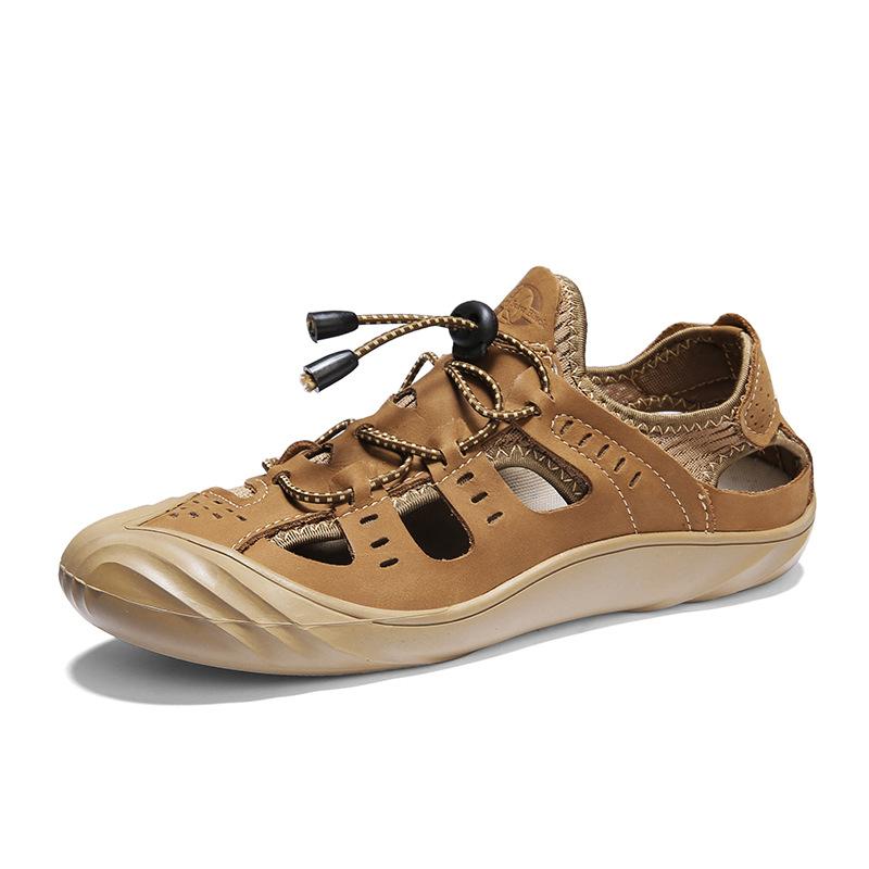 Sommer Neue Outdoor Strandschuhe Fahren Outdoor Hohl All-Match Weiche Sohle Geschlossene Zehen Sandalen 44 brown