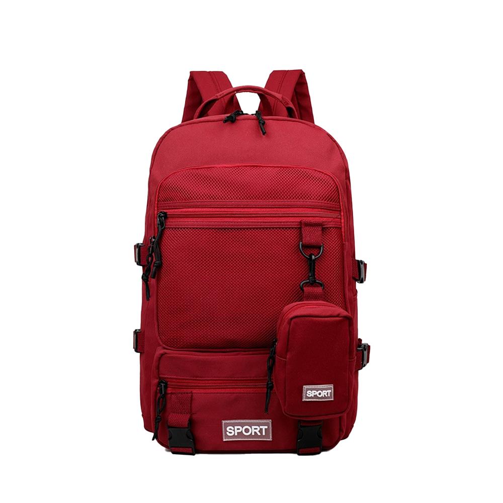 Tragbarer Rucksack, Camping-Reisetasche, großer Tagesrucksack mit Münzfach für Männer und Frauen beim Camping wein rot