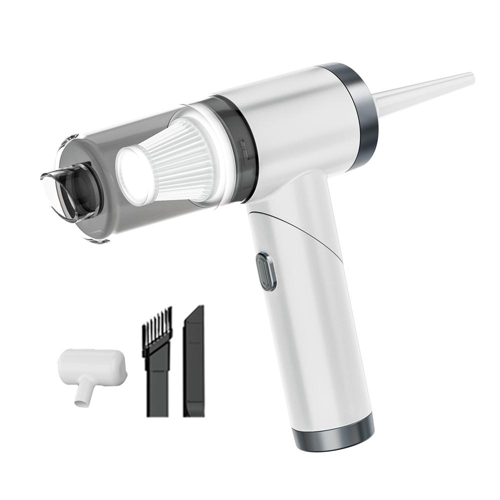 Drahtloser Auto-Staubsauger, multifunktionaler Inflator, 120 W, kabelloser Hochleistungs-Haushaltsgeräte-Staubsauger weiß