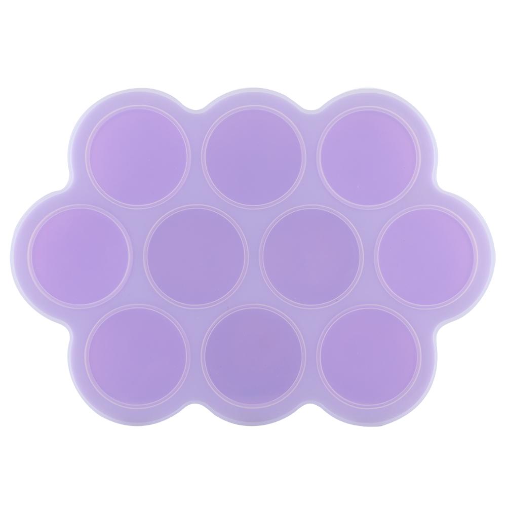 Silikon Lebensmittel Gefriertablett 10 Löcher Wiederverwendbarer Behälter mit Deckel für Selbstgemachte Babynahrung(lila ) violett