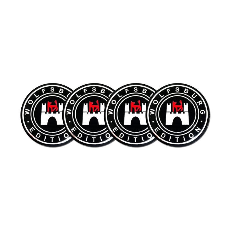 Autozubehör 4 Stück 56 mm Wolfsburg Edition Logo Auto Radnabe Mittelkappen Felgenabdeckungen Aufkleber Dekoration Auto Styling schwarz