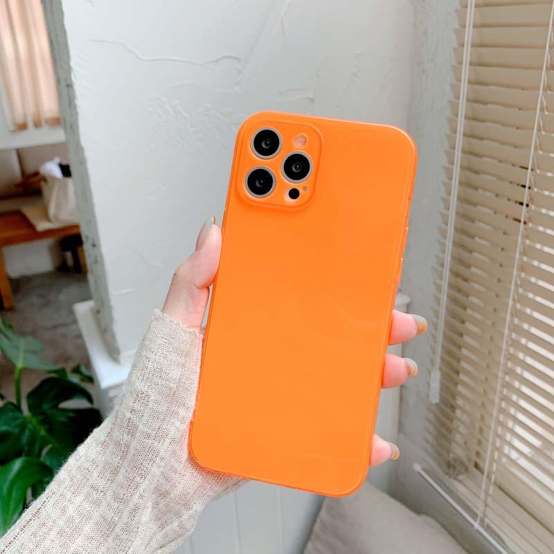 Luxuriöse, ultradünne, fluoreszierende Bonbonfarbene, weiche Telefonhülle für iPhone 16 15 14 Pro Max 13 12 PRO 15 11 Pro Max Mini Xs XR 7 8 Plus iPhone 15 Pro Max orange