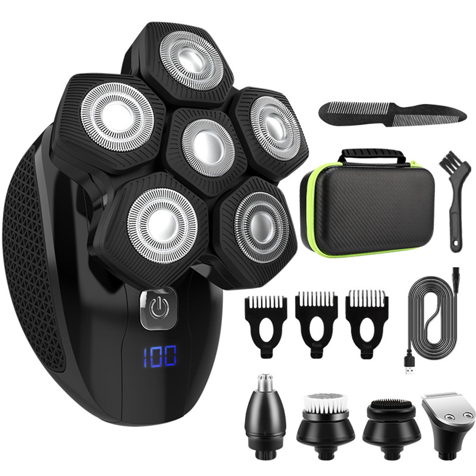 Multifunktions-Glattkopf-Elektrorasierer mit Digitalanzeige, Haarschneidemaschine, Nasenhaarschneider-Set 1 set