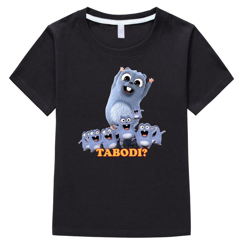 Grizzy und die Lemminge T-Shirt Kinder Harajuku Rundhals Kurzarm T-Shirt Junge Mädchen Casual Top 100% Baumwolle Kawaii T-Shirts Shirts 100 schwarz