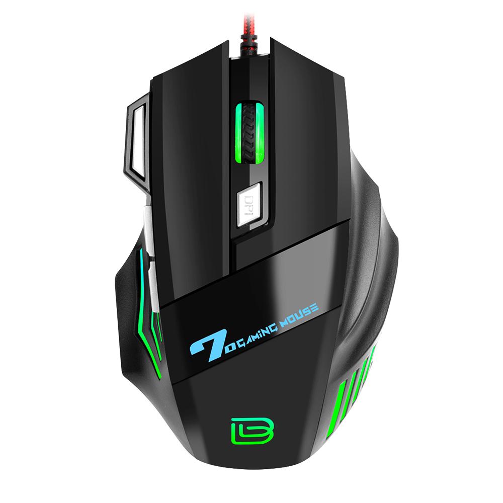 BAJEAL G5 Kabelgebundene Gaming-Maus RGB-Gaming-Maus 7 Tasten Ergonomische Mäuse 4-Gang-Einstellbare DPI für PC schwarz