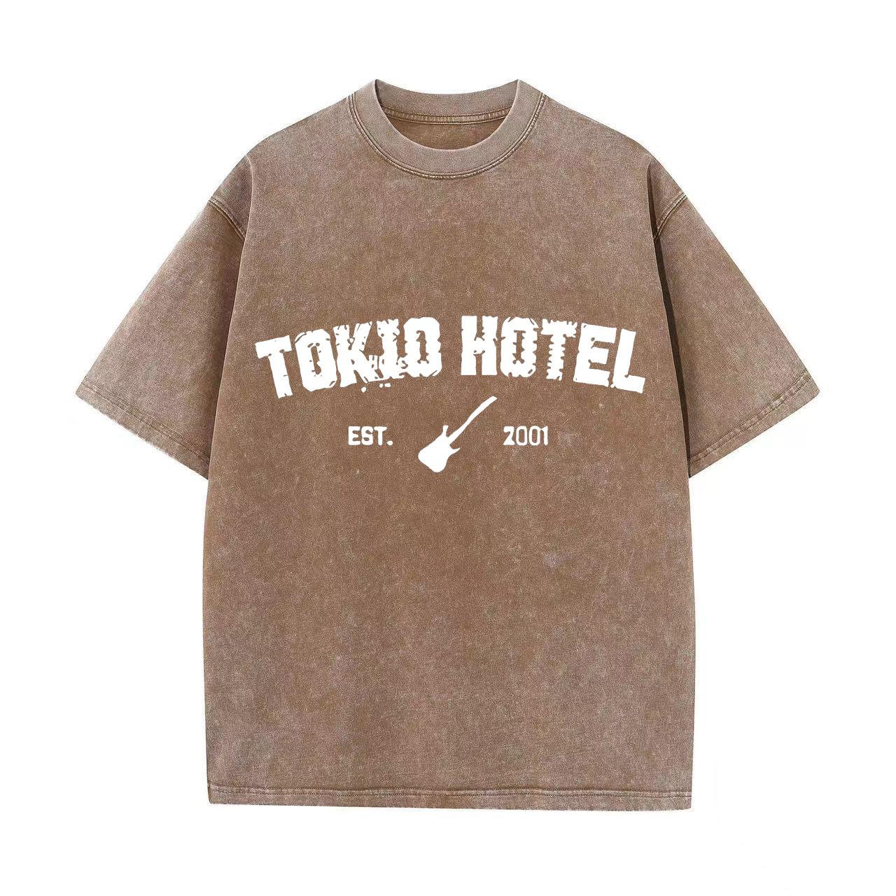 Retro Washed Vintage T-Shirt Rockband Tokio Hotel Kaulitz T-Shirt Herrenmode Casual Pullover Sweatshirt Männer Frauen T-Shirt S