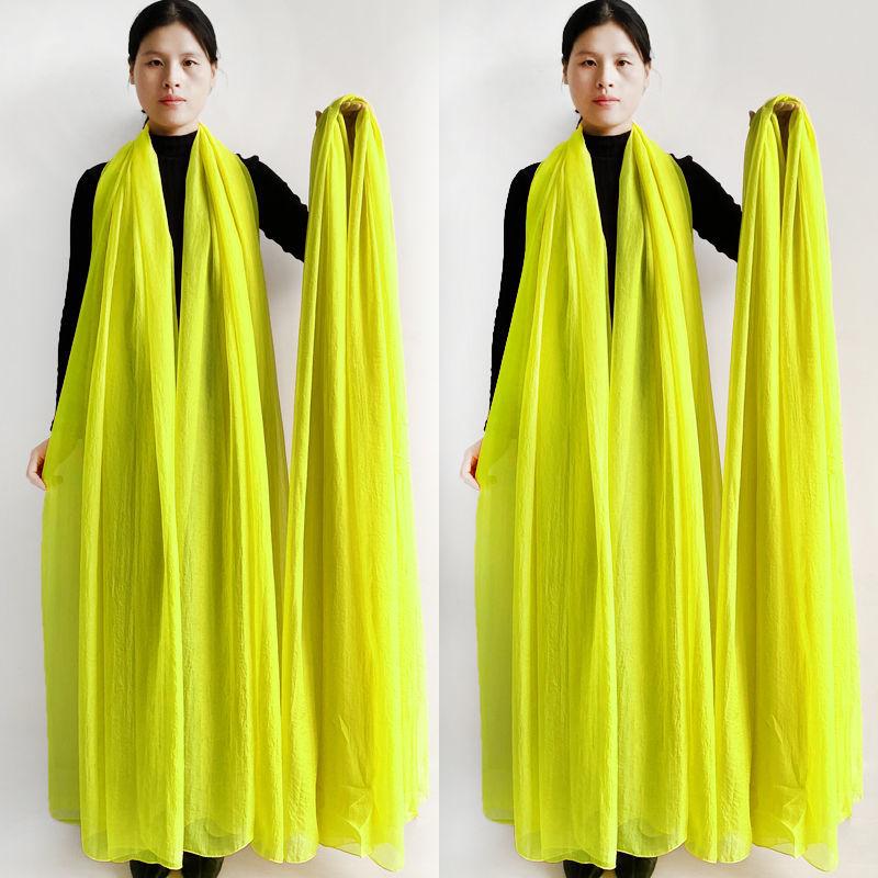 Extra großer Schal, einfarbiger Schal, Damenmode-Schal, Chiffon-Tanzschal, Sonnenschutz, Strandtuch, max. Größe ist 3*1,5m (±5-10cm Fehler) L: 2.4M * W: 1.5M fluoreszierende gelbe