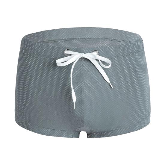 Sommer Männer Badeshorts Low-rise Einfarbig Strand Enge Badehose mit Taille Krawatte Badeanzug Sport Surf Shorts Badehose L grau