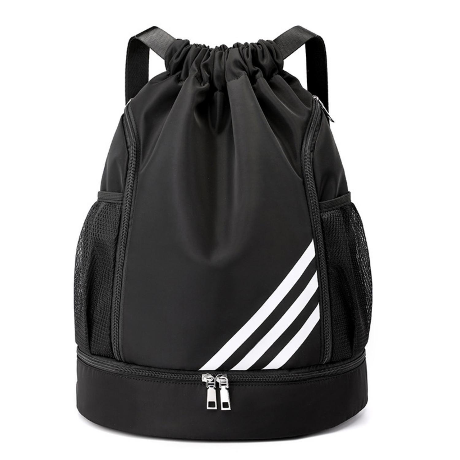 1Pcs Sport Kordelzug Band Tasche Rucksack Große Kapazität Sport Fußball Basketball Tasche Kordelzug Verschluss Design One Size schwarz