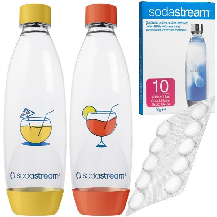 Bouteilles 1L - SodaStream - Fuse - Lot de 2 avec Tablettes Nettoyantes - Tritan Durable - Compatibles Saturateurs