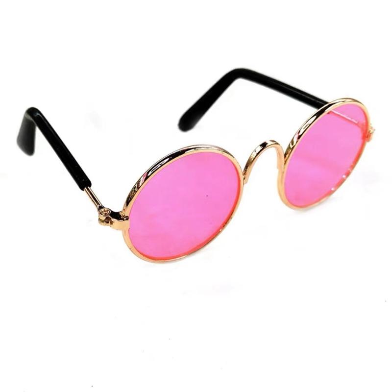 Hund Sonnenbrille Katze Haustier Produkt Schöne Vintage Runde Reflexion Auge Tragen Brille Kleine Hund Katze Haustier Foto Requisiten Zubehör rosa