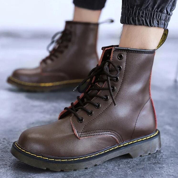 Classic Doc Motorradstiefel Herrenschuhe Freizeitschuhe Klassische Stiefeletten High Slip Office Belüftung Utility Schuhe Herren 240 braun