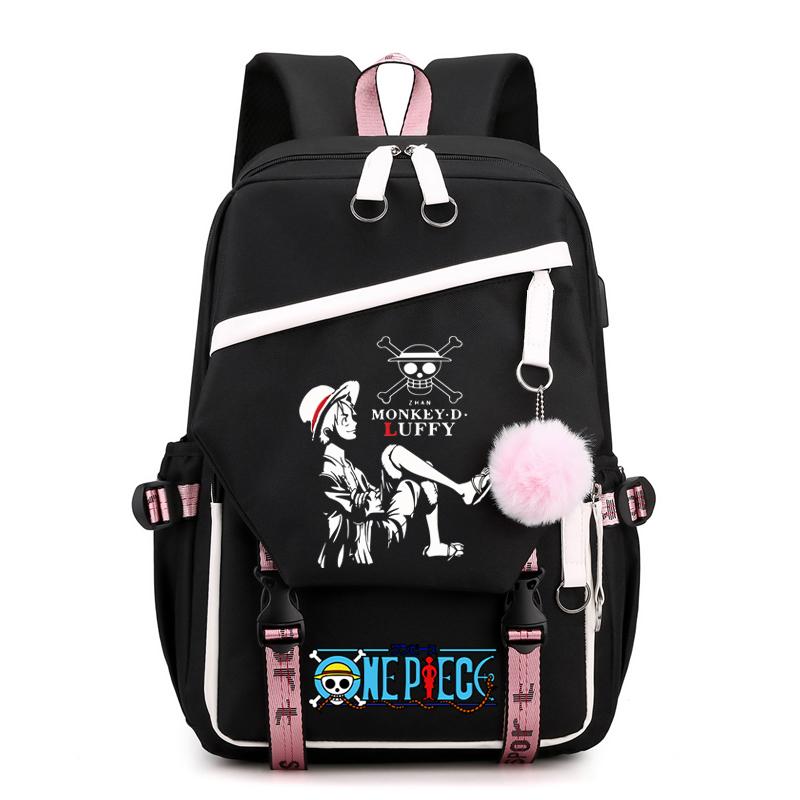 Anime One Piece Bedruckter College-Rucksack für Jungen Mädchen Schulanfang Große Kapazität Rucksack Täglicher Bücherrucksack für Männer Frauen Reisetasche Mochila Rucksack