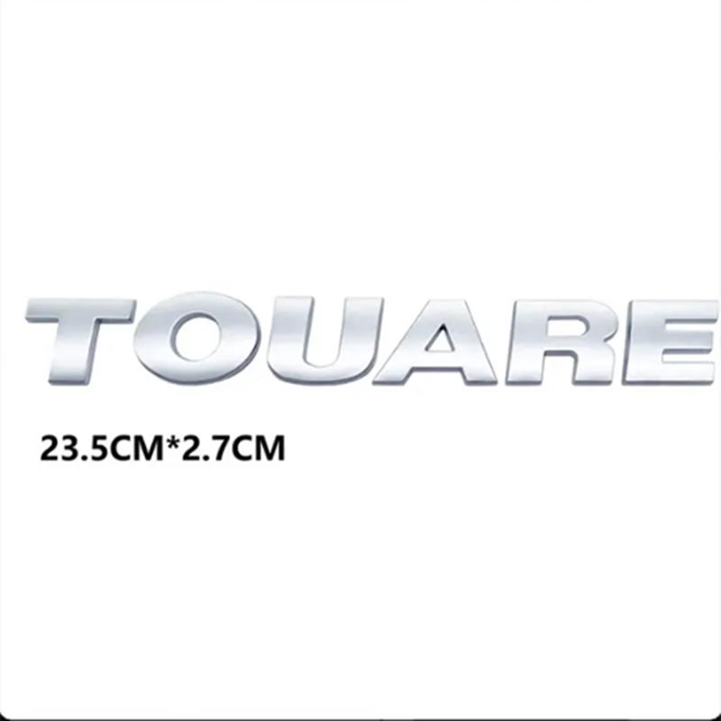 Auto-Styling ABS Chrom Silber Schwarz Aufkleber V6 V8 Hubraumabzeichen TDI Schriftart Auto Heck Emblem Abzeichen Aufkleber für Touareg Autozubehör TOUAREG silber