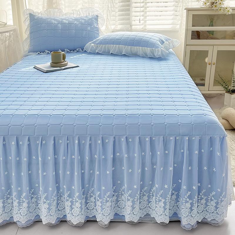 Lace Cool Soja-Latex-Sommermatte, faltbar und atmungsaktiv, Klimaanlage, Latex-Sommermatte, Bettrock, dreiteiliges Set 150cmx200cm 3pcs