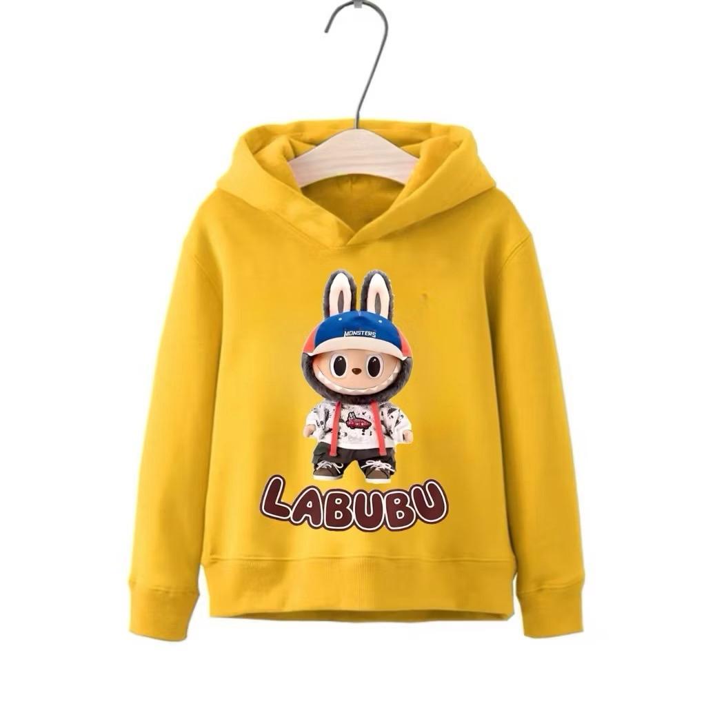 Labubu bedruckter Hoodie neues Design ohne Reißverschluss lässige Mode Kinderbekleidung Oberteil 110
