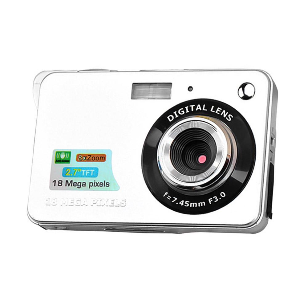 Digitalkamera Mini-Taschenkamera 18 MP 2,7-Zoll-LCD-Bildschirm 8-fach Zoom Smile Capture Anti-Shake mit silber